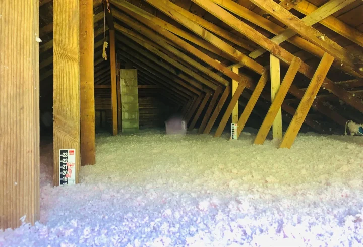 Insulation blown in attic area
