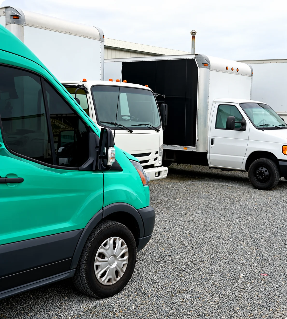 Trucks are parked